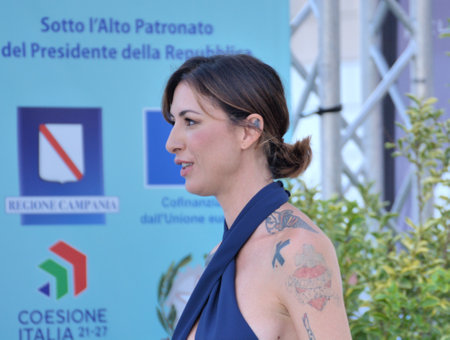 GIFFONI VALLE PIANA,ITALY - July 27,2024 : Ema Stokholma at Giffoni Film Festival 2024 - on July 27, 2024 in Giffoni Valle Piana, Italy.のeditorial素材