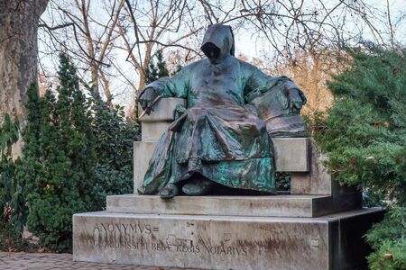 Budapest, Hungary: view of the Anonymous Statue in a public park.の写真素材