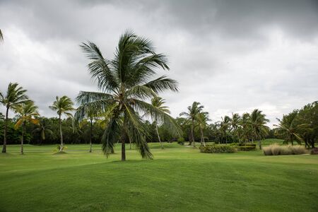 View of a golf course during a cloudy day (Punta Cana, Dominican Republic).の写真素材