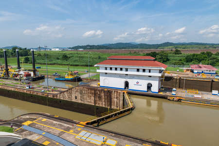 Panama, 08.10.2019: view of Miraflores visitor center in the Panama Canal.のeditorial素材