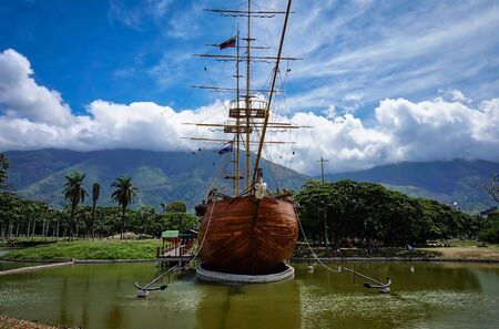 View of an old sailing ship in the east park of Caracas (Venezuela).の写真素材