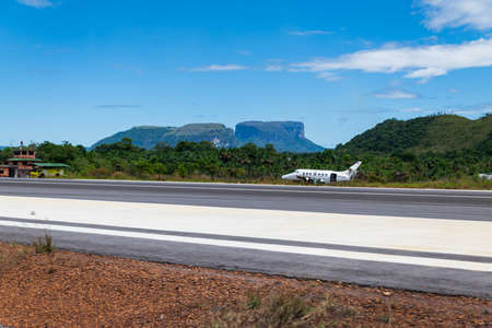 Canaima National Park, Venezuela, 02.12.2021: view of the little tourist airport.のeditorial素材