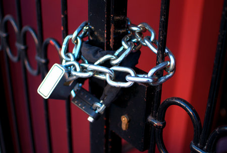 chain with padlockの写真素材