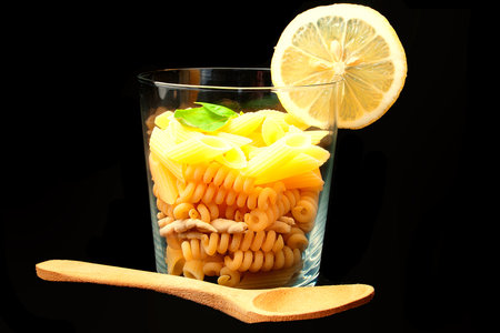 Pasta and glassの写真素材