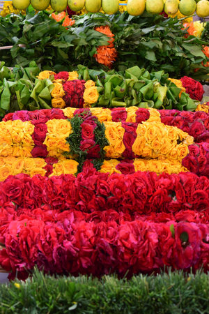 Votive flowers for Hindu deitiesの写真素材