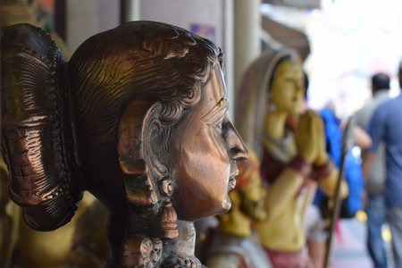 Bronze sculpture in the Indian districtの写真素材