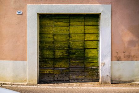 old faded door of the villageの写真素材