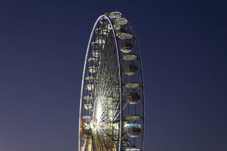 Agadir ferris wheel in a purple night skyのeditorial素材