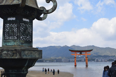Torii gate of the Shinto shrine.の写真素材