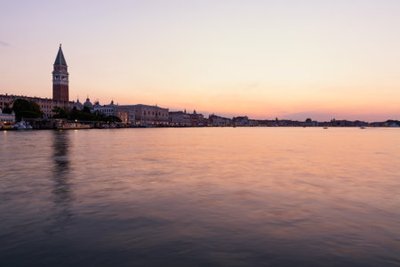 Venice,sunrise on the lagoonのeditorial素材