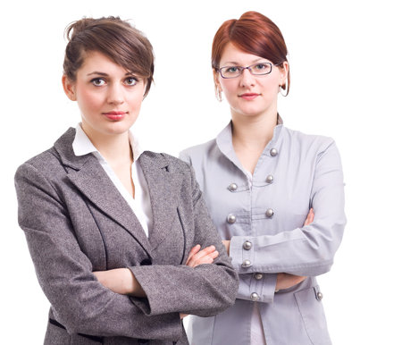 two business women on white backgroundの写真素材