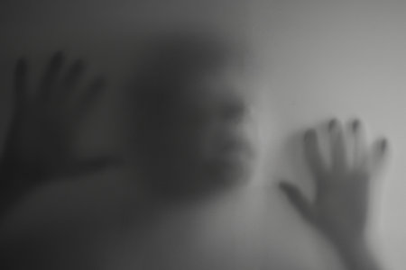 Blurry face of an old womanの写真素材