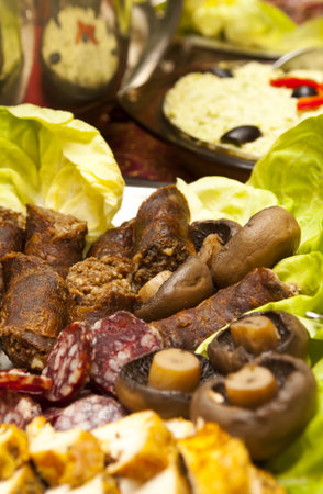 cold buffet with sausagesの写真素材