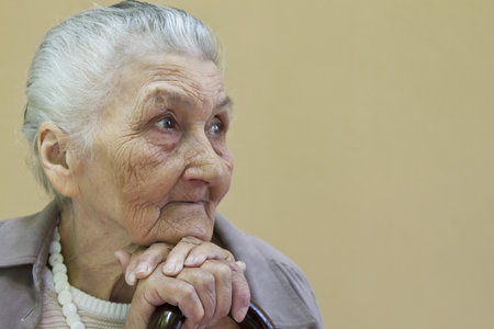 sad old ladyの写真素材