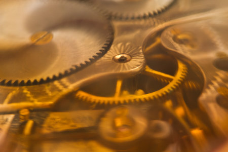 closeup for a vintage  mechanical clockwork