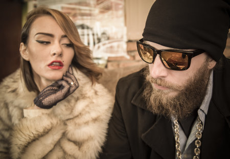 Portrait of an unusual matching couple together.の写真素材