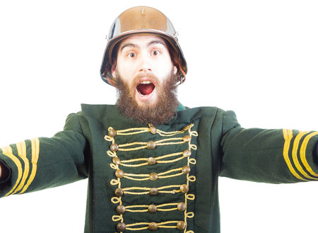Man in interesting costume being funny.の写真素材