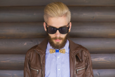 New generation style represented by blond hipster guy.の写真素材