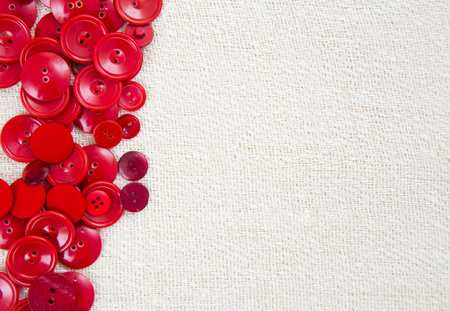 Red button as frame with copy space area.の写真素材