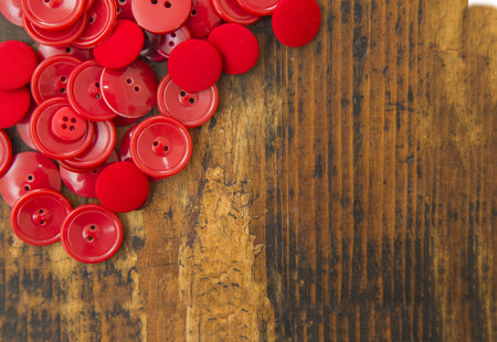 Red button as frame with copy space area.の写真素材