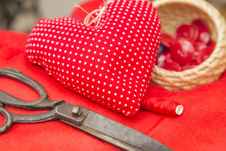Some tools for home-made handcraft - needles and pins.の写真素材