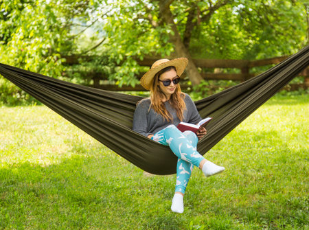 beautiful girl is relaxing in the natureの写真素材