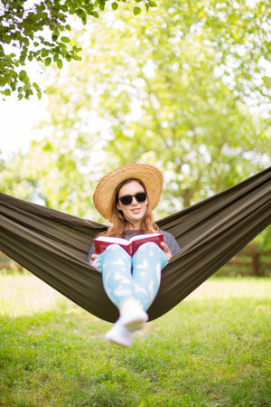 beautiful girl is relaxing in the natureの写真素材
