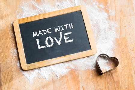 Board with "made with love" writtenの写真素材