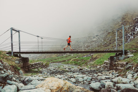 Man running on a bridge