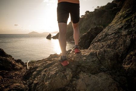 Man running near the seaの写真素材