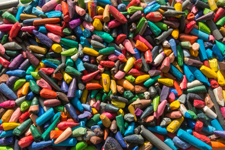 little parts of colored broken pencil leadの写真素材