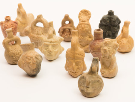 Pieces of peruvian pottery, inca ceramicの写真素材
