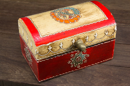 Colorful wooden jewel box ethnic styleの写真素材