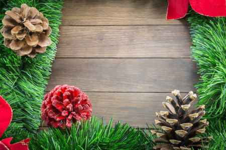 Christmas decoration on wooden の写真素材