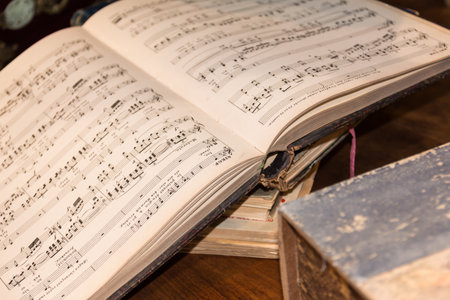 old vintage opened musical composition bookの写真素材