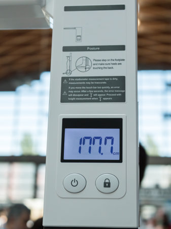 Digital Display Output of Human Height in Modern Stadiometerの写真素材
