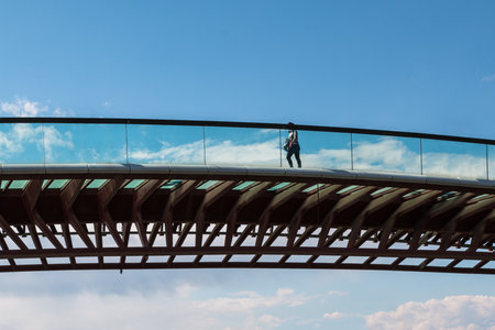 Side View of Costituzione Bridge in Venice, Italyの写真素材
