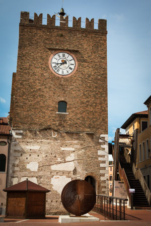 Medieval Clock Tower in Mestre near Venice - Italyの写真素材