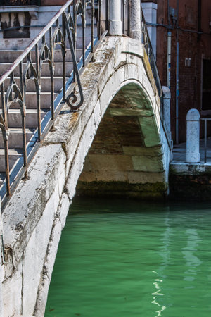 Close up of Old and White Marble Bridge in Venice, Italyの写真素材