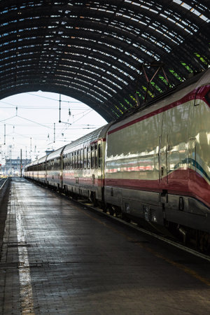 White Train in Milan Central Railway Station, Italy
