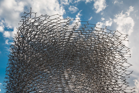Detail of Megastructure made of Aluminium Beehive: British Pavilion at Exposition in Milan - Italyのeditorial素材