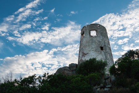 Saracenic Tower in Arbatax, 15th century, Sardinia, Italyの写真素材