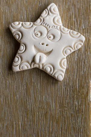 Decorative Handmade Clay Pottery: White Star Shapeの写真素材
