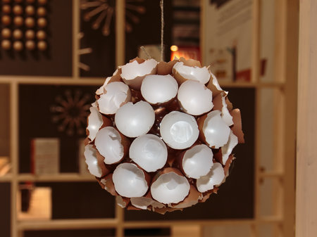 Artwork With Eggshells: Hanging Ball With Cracked Eggs