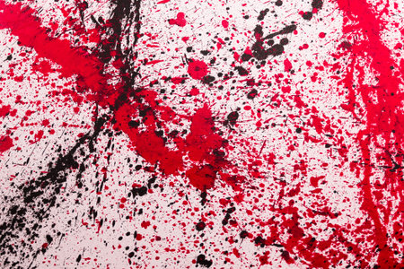 Abstract Splash Painting Art: Strokes with Different Color Patterns like Red and Blackの写真素材