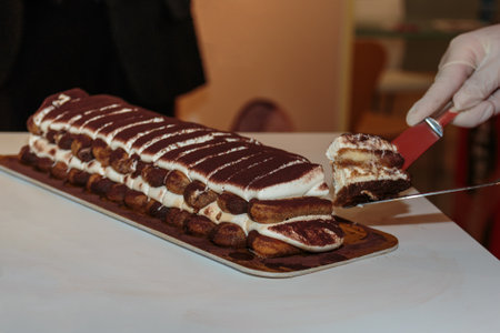 Freshly made Italian Dessert Tiramisu Cake