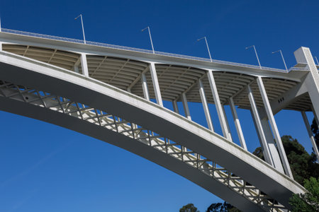 Detail of Modern Higwway Bridge over Douro River in Porto, Portugal