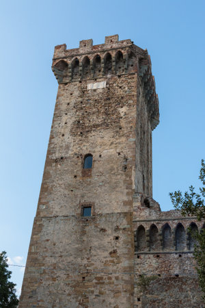 Antique Vicopisano Castle Tower in Pisa, Italy.の写真素材