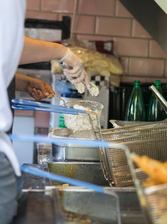 Cooking and Frying Foods in the Restaurant.の写真素材