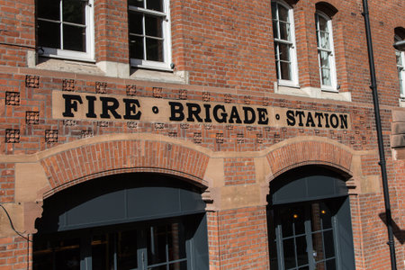 Fire Brigade Station in London: Sign on Wall.の写真素材
